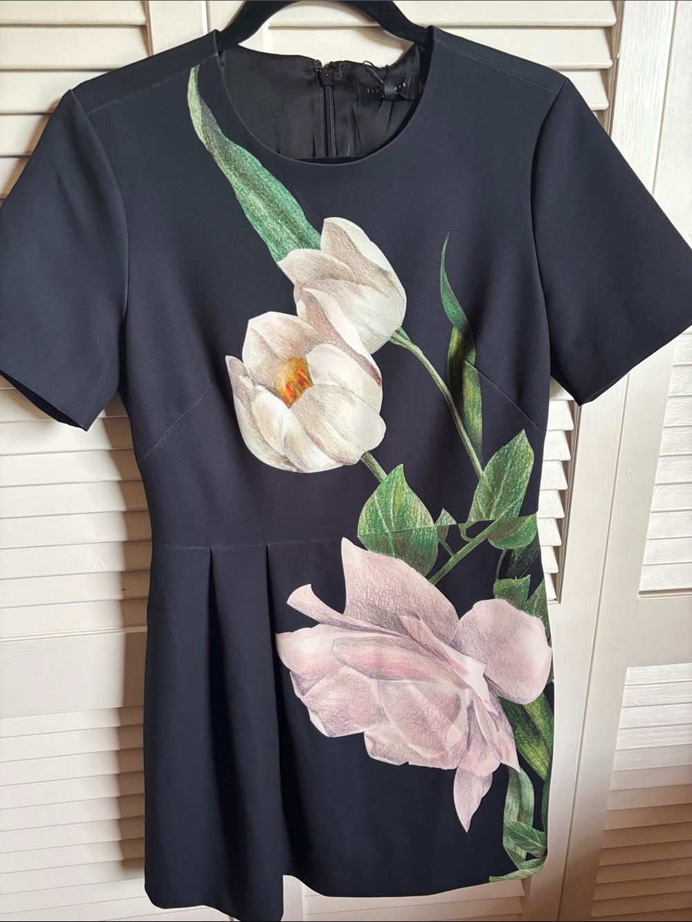 Ted Baker Black Dress with Pink and White Floral Print